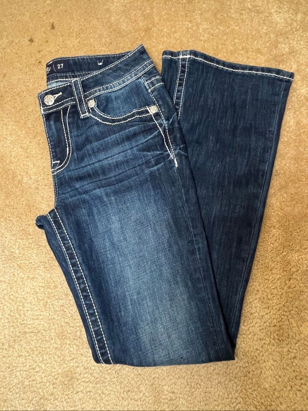 Miss Me Angel Wing Embellished Bootcut Jeans Size 27 Mid Rise Dark Wash